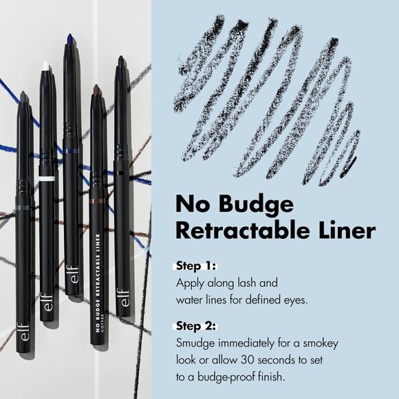 No Budge Retractable Eyeliner, Creamy, Ultra-Pigmented & Waterproof, Creates Bol - Picture 3 of 8